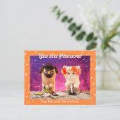 Personalisiertes Niedliches Orange Stylish Hearts Postkarte (Stehend Vorderseite)