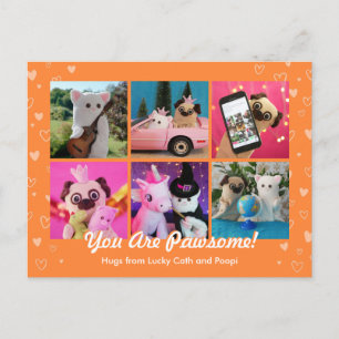 Personalisiertes Niedliches Orange Stylish Hearts  Postkarte