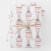 Personalisiertes Niedliches Osterkaninchen Rotes O Geschenkpapier Set (Beispiel)