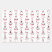 Personalisiertes Niedliches Osterkaninchen Rotes O Geschenkpapier Set (Vorderseite)