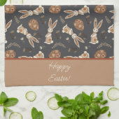 Personalisiertes Niedliches Ostern Kaninchenvolk Geschirrtuch (Gefaltet)
