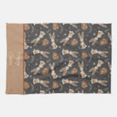 Personalisiertes Niedliches Ostern Kaninchenvolk Geschirrtuch (Horizontal)