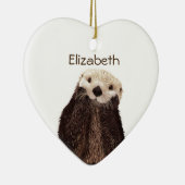 Personalisiertes Niedliches Otter zeichnend Keramik Ornament (Rechts)