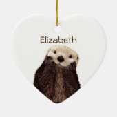 Personalisiertes Niedliches Otter zeichnend Keramik Ornament (Hinten)