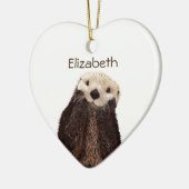 Personalisiertes Niedliches Otter zeichnend Keramik Ornament (Links)