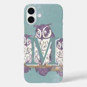 Personalisiertes Niedliches Owl Monogramm iPhone 16 Plus Hülle