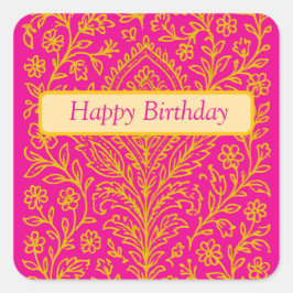 Personalisiertes Niedliches Paisley Floral Print N Quadratischer Aufkleber