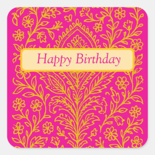 Personalisiertes Niedliches Paisley Floral Print N Quadratischer Aufkleber