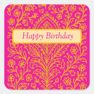 Personalisiertes Niedliches Paisley Floral Print N Quadratischer Aufkleber