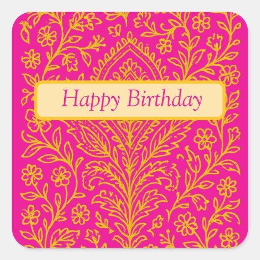 Personalisiertes Niedliches Paisley Floral Print N Quadratischer Aufkleber (Vorderseite)