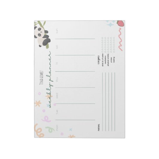 Personalisiertes niedliches Panda Weekekly Planner Notizblock (Rotiert)