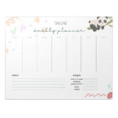 Personalisiertes niedliches Panda Weekekly Planner Notizblock (Vorderseite)