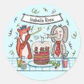 Personalisiertes Niedliches Party Runder Aufkleber (Vorderseite)