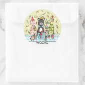 Personalisiertes Niedliches Party Runder Aufkleber (Tasche)