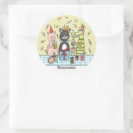 Personalisiertes Niedliches Party Runder Aufkleber (Tasche)