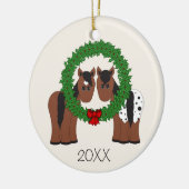 Personalisiertes Niedliches Pferd Weihnachtskranz Keramik Ornament (Links)