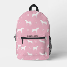 Personalisiertes Niedliches Pferdemuster Rosa Bedruckter Rucksack