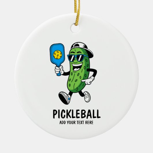 Personalisiertes Niedliches Picknick Pickleball Fu Keramik Ornament (Vorne)