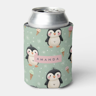 Personalisiertes Niedliches Pinguin & Ice Creme Mu Dosenkühler