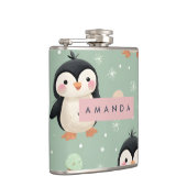 Personalisiertes Niedliches Pinguin & Ice Creme Mu Flachmann (Rechts)