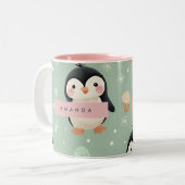 Personalisiertes Niedliches Pinguin & Ice Creme Mu Zweifarbige Tasse (Vorderseite Links)