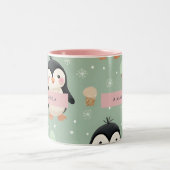 Personalisiertes Niedliches Pinguin & Ice Creme Mu Zweifarbige Tasse (Mittel)