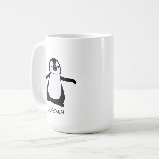 Personalisiertes niedliches Pinguin-Illustrationsb Kaffeetasse (Vorderseite Links)