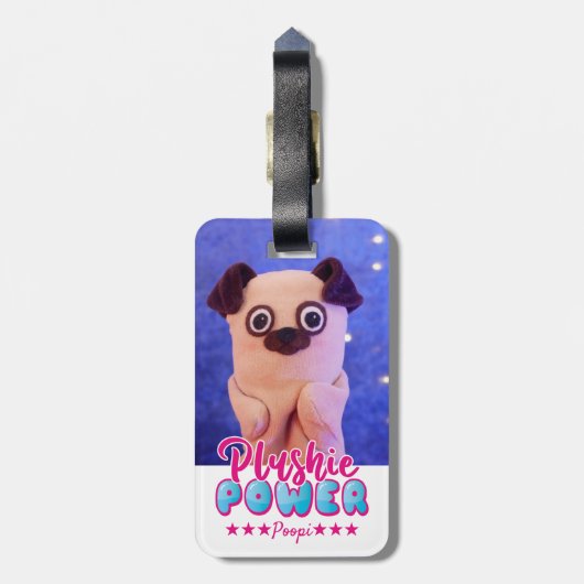 Personalisiertes Niedliches Pink Blue Plushie Powe Gepäckanhänger (Rückseite vertikal)