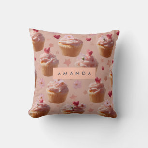 Personalisiertes Niedliches Pink Cupcake Muster Kissen