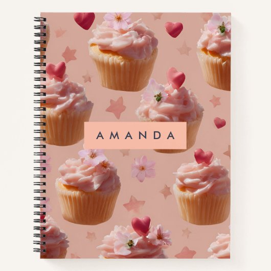 Personalisiertes Niedliches Pink Cupcake Muster Notizblock (Vorderseite)
