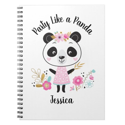 Personalisiertes Niedliches Pink Girly Panda Notizblock (Vorderseite)