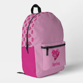 Personalisiertes Niedliches Pink Hydrangea Herzmus Bedruckter Rucksack