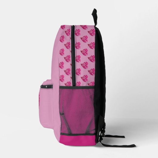 Personalisiertes Niedliches Pink Hydrangea Herzmus Bedruckter Rucksack (Rechts)