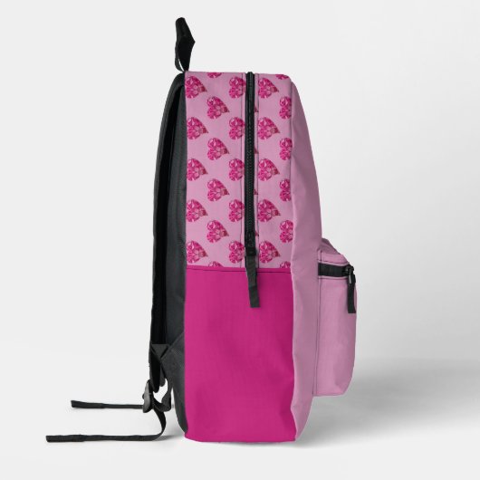 Personalisiertes Niedliches Pink Hydrangea Herzmus Bedruckter Rucksack (Links)