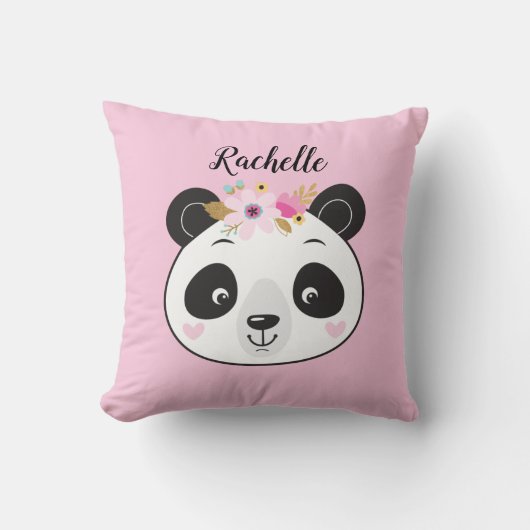 Personalisiertes Niedliches Pink Panda Kissen (Vorderseite)