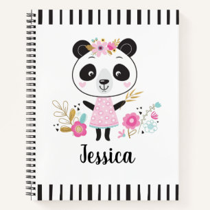 Personalisiertes Niedliches Pink Panda Notizblock