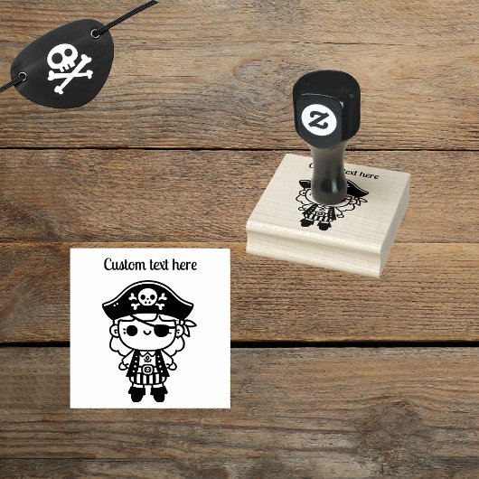 Personalisiertes Niedliches Piratenmädchen Gummistempel