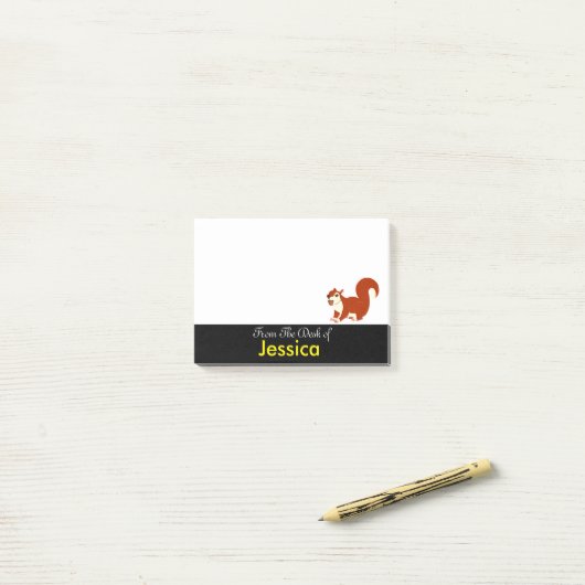 Personalisiertes niedliches Quadrat mit Eichel Post-it Klebezettel (Auf Schreibtisch)