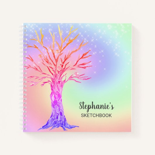 Personalisiertes Niedliches Rainbow-Glitzern Sketc Notizblock (Vorderseite)