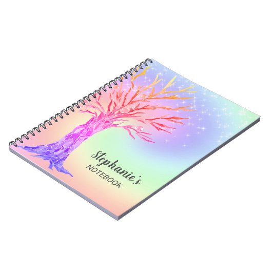 Personalisiertes Niedliches Rainbow-Tree-Notebook Notizblock (Linke Seite)