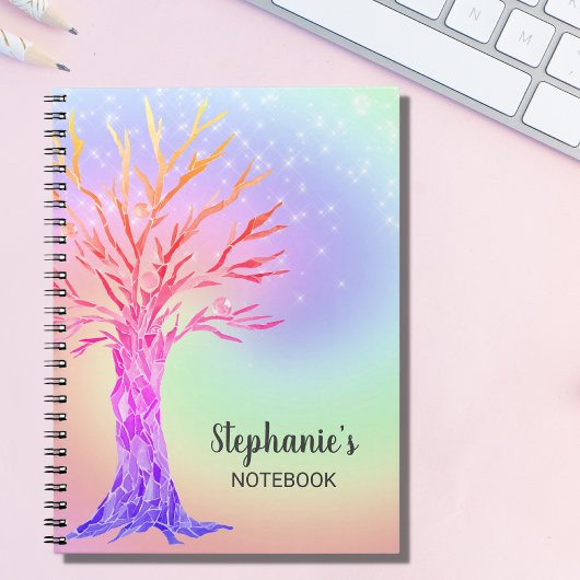 Personalisiertes Niedliches Rainbow-Tree-Notebook Notizblock