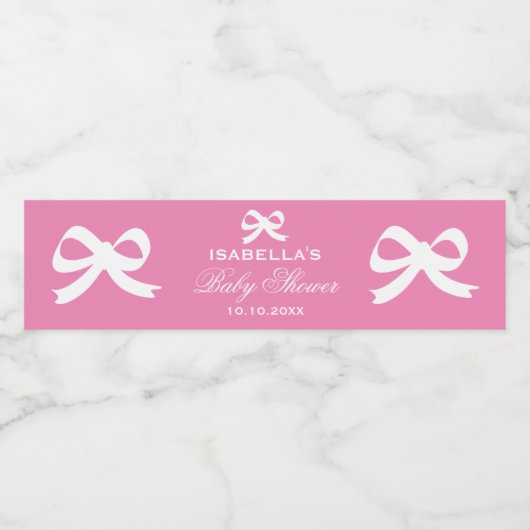 Personalisiertes niedliches Rosa Bugknot Baby Dusc Wasserflaschenetikett (Einzelnes Label)