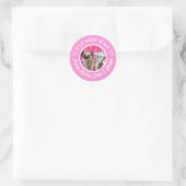 Personalisiertes Niedliches Rosa Foto Mail Moderne Runder Aufkleber (Tasche)