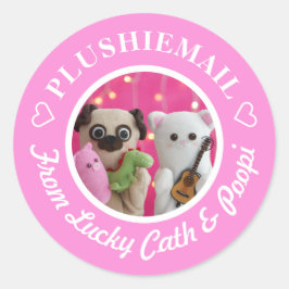 Personalisiertes Niedliches Rosa Foto Mail Moderne Runder Aufkleber