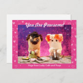 Personalisiertes Niedliches Rosa Herz Foto Moderne Postkarte (Vorne/Hinten)