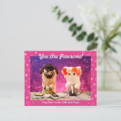 Personalisiertes Niedliches Rosa Herz Foto Moderne Postkarte (Stehend Vorderseite)