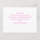 Personalisiertes Niedliches Rosa Herz Foto Plushie Postkarte (Rückseite)