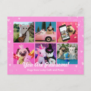 Personalisiertes Niedliches Rosa Herz Foto Plushie Postkarte
