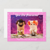 Personalisiertes Niedliches Rosa Herz Foto Plushie Postkarte (Vorne/Hinten)