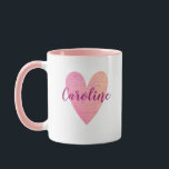 Personalisiertes Niedliches rosa Herz Tasse<br><div class="desc">Personalisieren Sie diese feminine Holz strukturierte rosa Herz-Tasse mit dem Namen jemand Sie Liebe! Entworfen für Sie von BlackBerry Boulevard.</div>